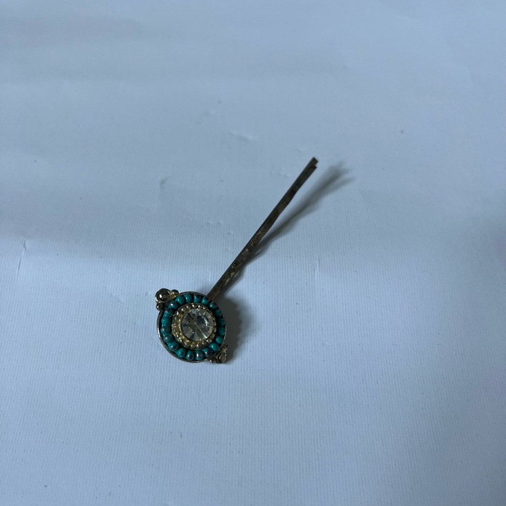 Turquoise and Gold Hair Pin